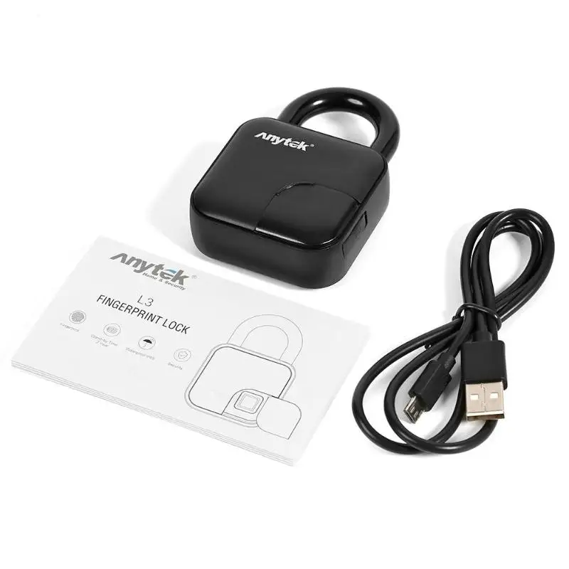 Anytek L3 Smart Keyless замок отпечатков пальцев USB электронный Противоугонный замок Водонепроницаемый дверной багажный чехол висячий замок