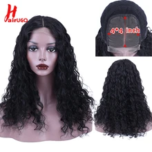HairUGo волосы на шнурке человеческие волосы парики глубокая волна бразильские волосы remy 4*4 парик на шнурке человеческие волосы парики для черных женщин
