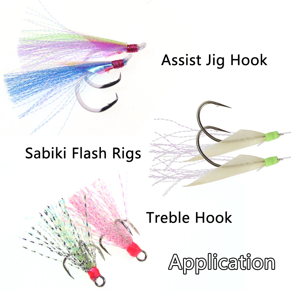 14packs 7 Colors UV Fluorescent Tinsel Twisted Flashabou Jig Hook Assist  Lure Making Material Sea Fishing Tying Crystal Flash