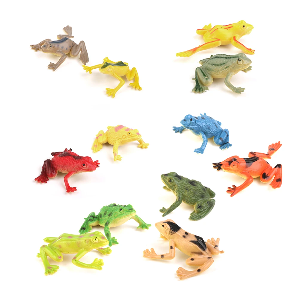 12pcs Assorted Plastic Frog Toad Amphibian Animal Figure Kids Learning Toy Gift