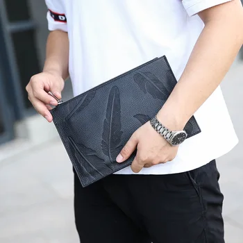 

2020 Clutch Bags Genuine Leather Ultra-thin Envelope Bag Embossed Day Cluthes Cow Leather Hand Bag Purses Sac Homme