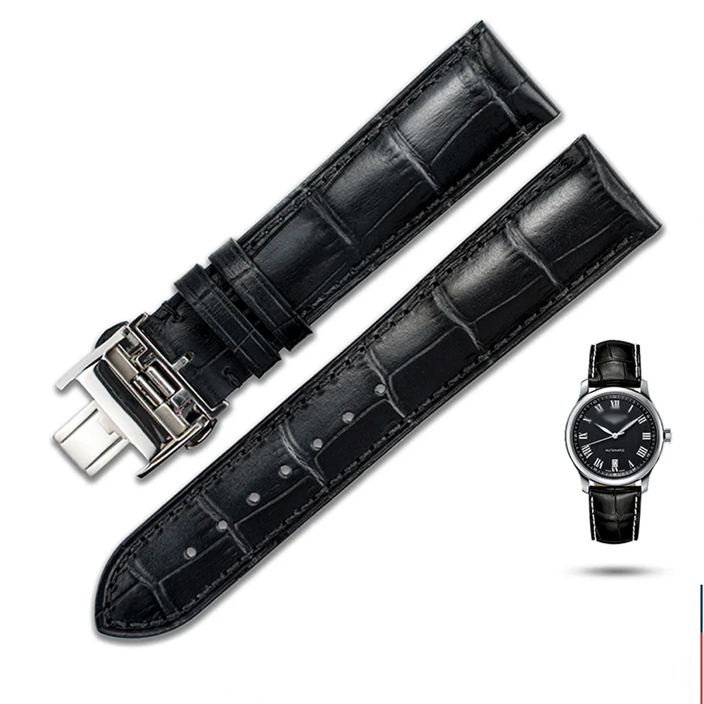 Red black OT для мужчин G заменитель Longines полный спектр кожаный ремешок бабочка двойная кнопка водонепроницаемый дышащий для мужчин и женщин часы полосы - Цвет ремешка: Red black