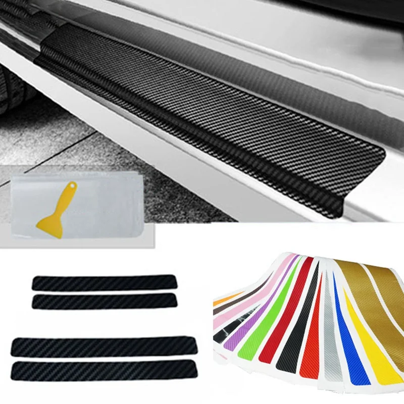 

4Pcs Universal Car Styling Sticker Carbon Fiber Door Sill Scuff Plate Guards Door Sill Protector Car Accessories