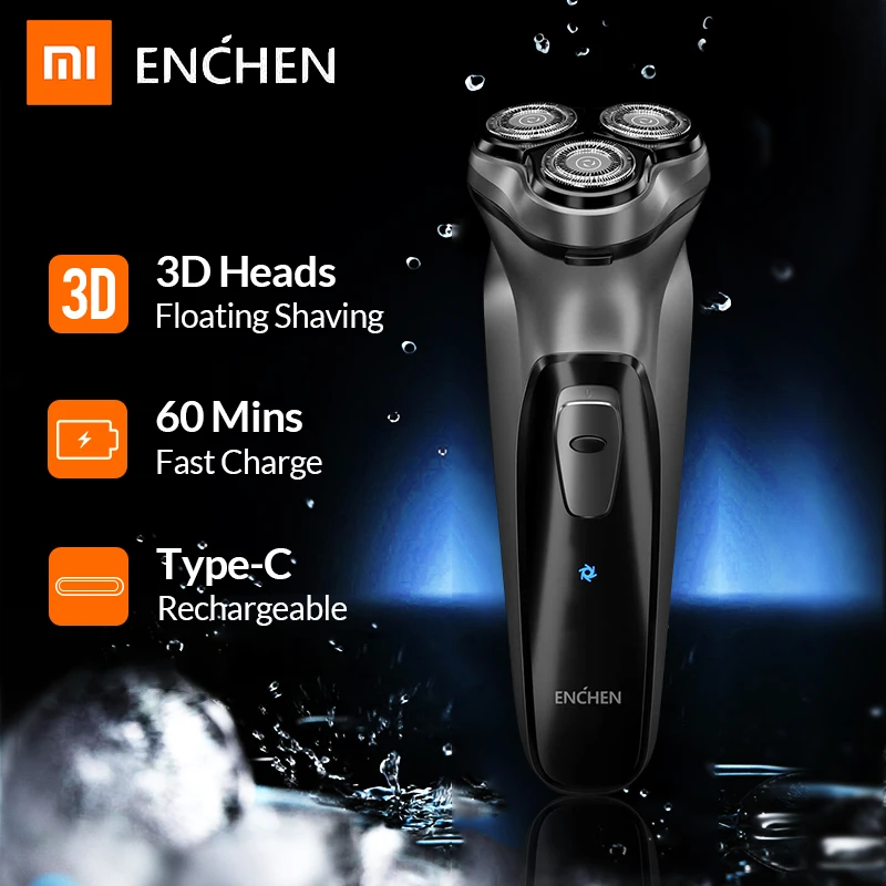 Продажа Xiaomi Enchen 3D смарт электробритва для мужчин usb type C перезаряжаемый сухой влажный бритвенный станок триммер для бороды одно лезвие