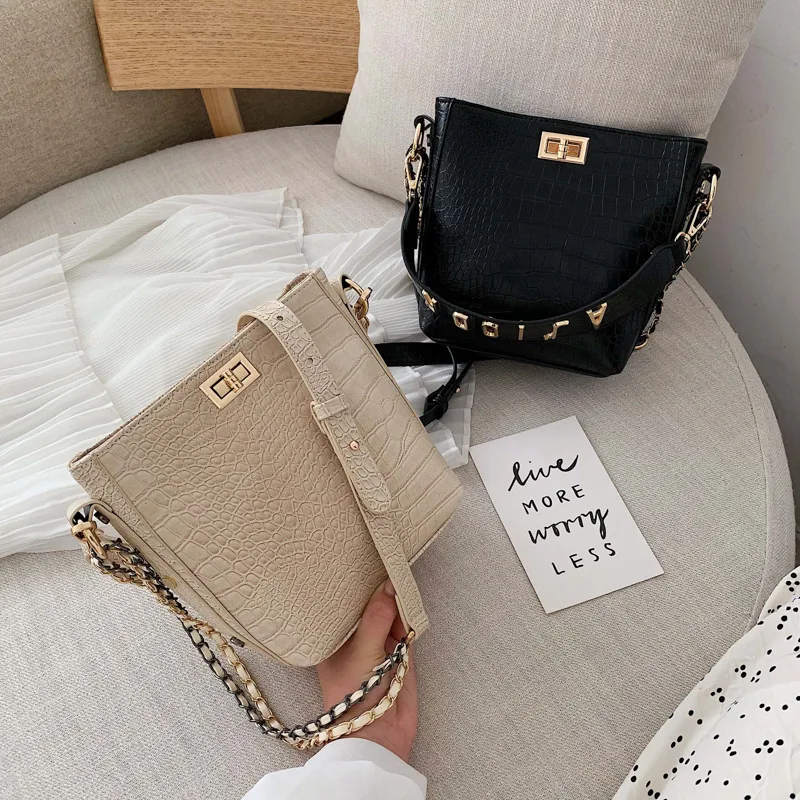 

Brand Originality Design Women Brand Originality Design Handbags 2019 slung bucket stone pattern handbag shoulder chain bag