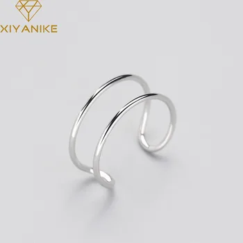 

XIYANIKE Prevent Allergy 925 Sterling Silver Opening Rings Minimalist Geometric Double-layer Thin Line Party Jewelry Gift
