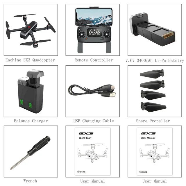 Eachine EX3 gps 5G WiFi FPV с 2K камерой оптический поток OLED RTF переключаемый дистанционный бесщеточный складной Радиоуправляемый Дрон Квадрокоптер - Цвет: 1 battery