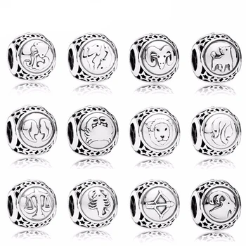 

NEW 100% 925 Sterling Silver The zodiac Charm beads Fit Bracelet DIY bracelet Jewelry wholesale factory