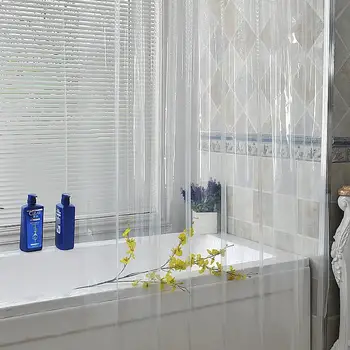 

Waterproof Shower Curtain PEVA Liner Transparent Mildew Durable Bathroom Toliet Curtains with 12 Hooks Household Supplies