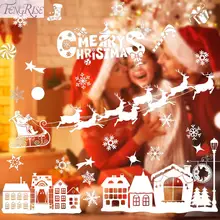 FENGRISE, наклейки на окна со снеговиком, рождественские украшения, рождественские декорации, Neol, рождественские декорации, новогодняя Наклейка на стену