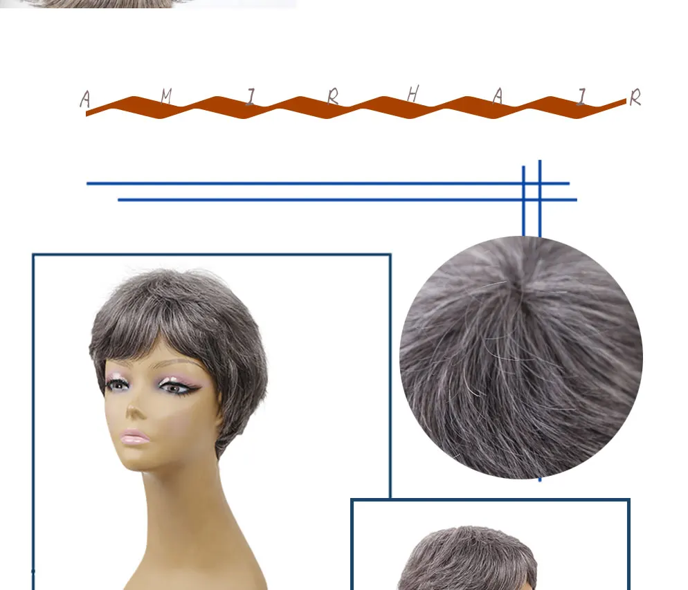 Amir short straight synthetic wigs For African American Women High Temperature Fiber Ombre Burgundy Blonde Grey Cosplay Hair