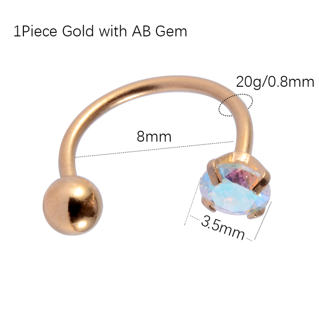 6/8mm Stainless Steel Zircon Cz Hoop Tragus Cartilage Helix Stud Earring Conch Rook Daith Lobe Ear Screw Piercing Jewelry