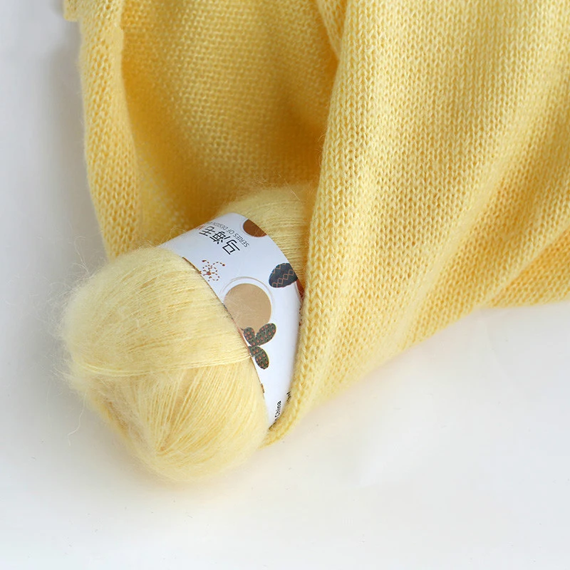 

300 g/lot Diy Summer Autumn Soft Moisture-Absorbent Yarn High-grade Candy Color Fluffy Mohair Yarn for Hand Knitting Shawl Scarf