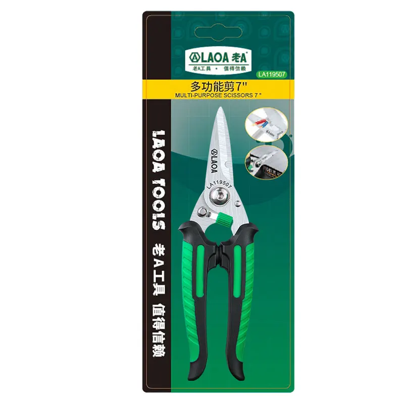 LAOA Multifunctional Scissors Made in Taiwan,China With safety Lock Stainless Shears Cutting Wire cutters Household scissors 6