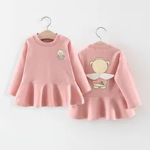 Платье для маленьких девочек с длинными рукавами и объемным принтом поросенка; платья-толстовки; весенне-осеннее платье принцессы на день рождения для девочек; детская одежда