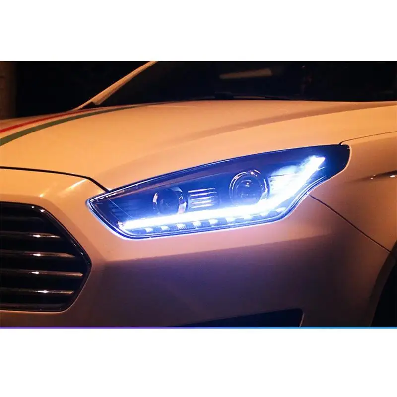 Cob боковой сигнал поворота автомобиля Стайлинг внешний Luces Para авто Drl светодиодные фары автомобиля фары в сборе 17 18 для Ford Escort