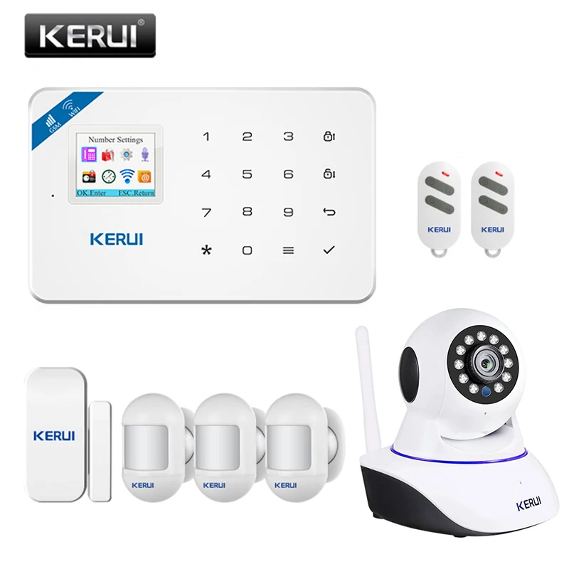 Home Security Alarm KERUI W18 Host APP Remote Control WIFI Wireless GSM Alarm system Kit Home Security Alarm Host With Camera