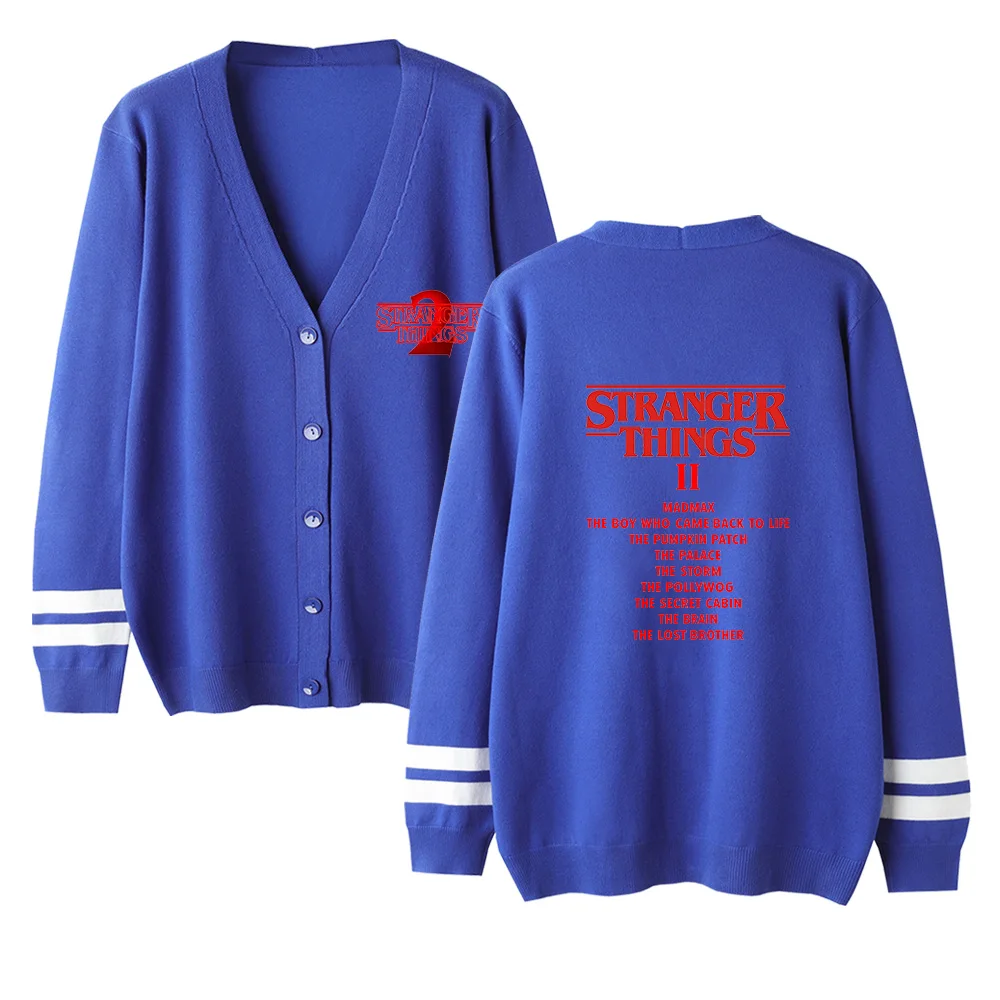 

Stranger Things Cardigan Sweater men/women New Arrivals Fashion v-neck Sweater stranger things Cardigan Sweater blue casual top