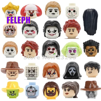 

Horror Movie Series Figure Head Freedy Hannibal SPN Pennywise Childs Play Billy Freedy Jeepers Creepers Building Blocks Toys