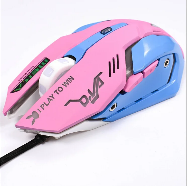 OW Overwatch D. VA DVA Mercy дыхательная светодиодный мышь с подсветкой игровая Проводная USB компьютерная ПК и Mac электронные спортивные геймеры подарок - Цвет: A sound(pink light)