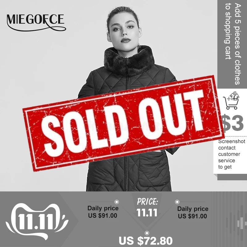 MIEGOFCE 2019 Новая зимняя женская коллекция пуховиков пальто зимнее женское
