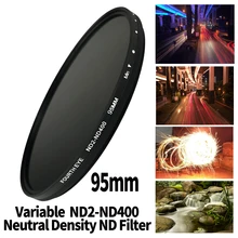 ND Lens 95mm Variable ND2-ND400 Neutral Density  Filter Fader ND Adjustable Optical Glass Lens Apply to  95mm camera lens