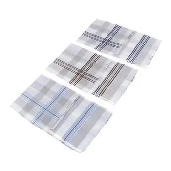 

3Pcs Man Boy Cotton Handkerchiefs Mixed Plaid Square Chest Towel Hanky Vintage Pocket Square Handy