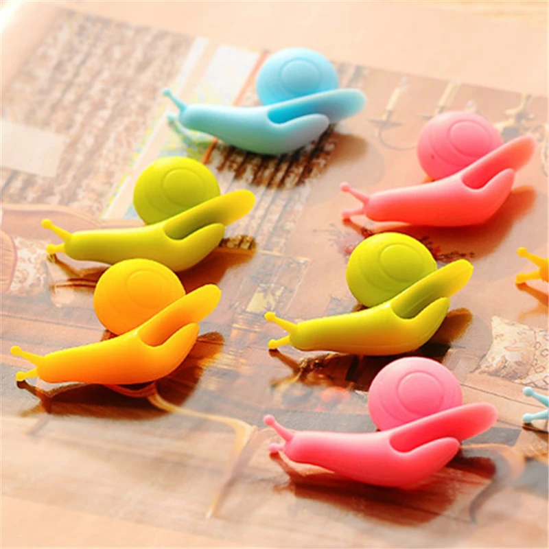 6pcs Colorful Silicone Small Snail Recognizer Device Tea Infuser Cup Tea Bag Hanging Clip Label Cooking Tools tea infuser food bag clips
