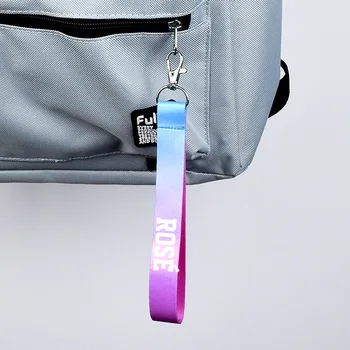 

Creative kpop BlackPink gradient ramp Keychain lanyard high quality Frabic key chain zipper puller hang buckle kpop blackpink