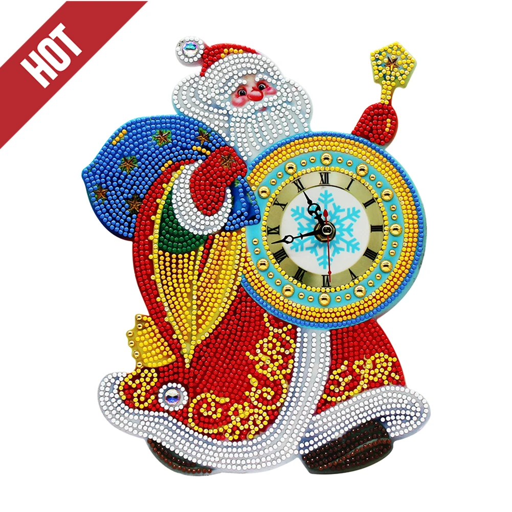 

DIY Full Drill Diamond Painting Santa Claus Clock Round Drill Resin Diamond Pendants Embroidery Mosaic Ornament Kit