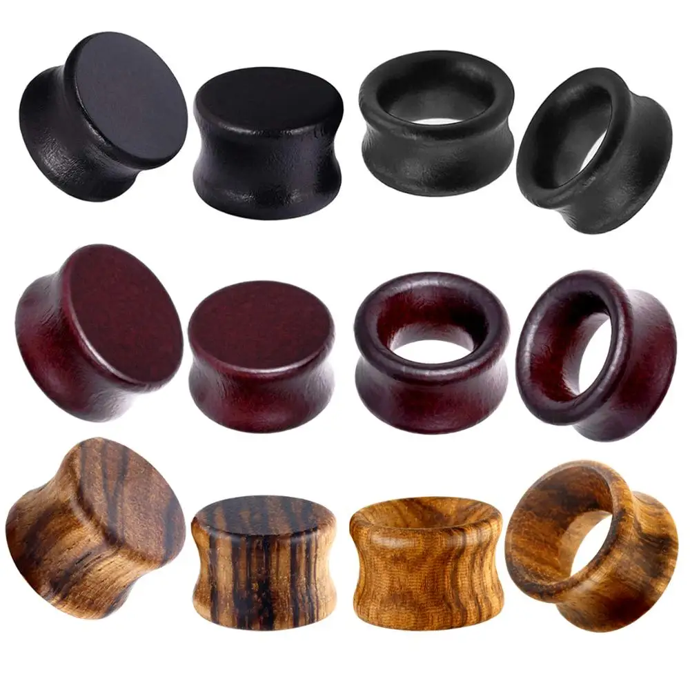 1.68US $ 30% OFF|Junlowpy 2g 0g 00g Wood Flesh Tunnels Double Flared Ear St...