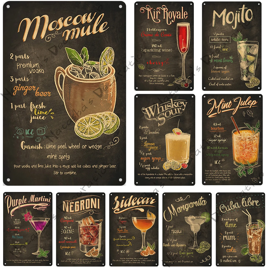 Gin & Tonic Vintage Metal Platform Bar Piatto Decorativo Retro Poster Metal Tin Sign Bar Home Club Restaurant Wall Decor Signs