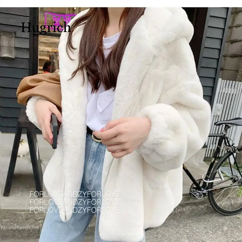 2020 Fashion Faux Fur Coat Winter Women Casual Hooded Slim Long Sleeve Winter Jacket Casaco Feminino