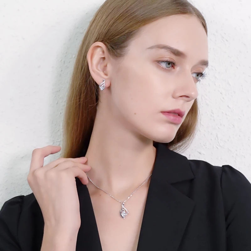 [BLACK AWN] Femme подлинные 925 пробы Серебряные Ожерелья Подвески Ювелирные изделия ЧЕРНЫЕ& ожерелье из белых камней женские ювелирные изделия P081