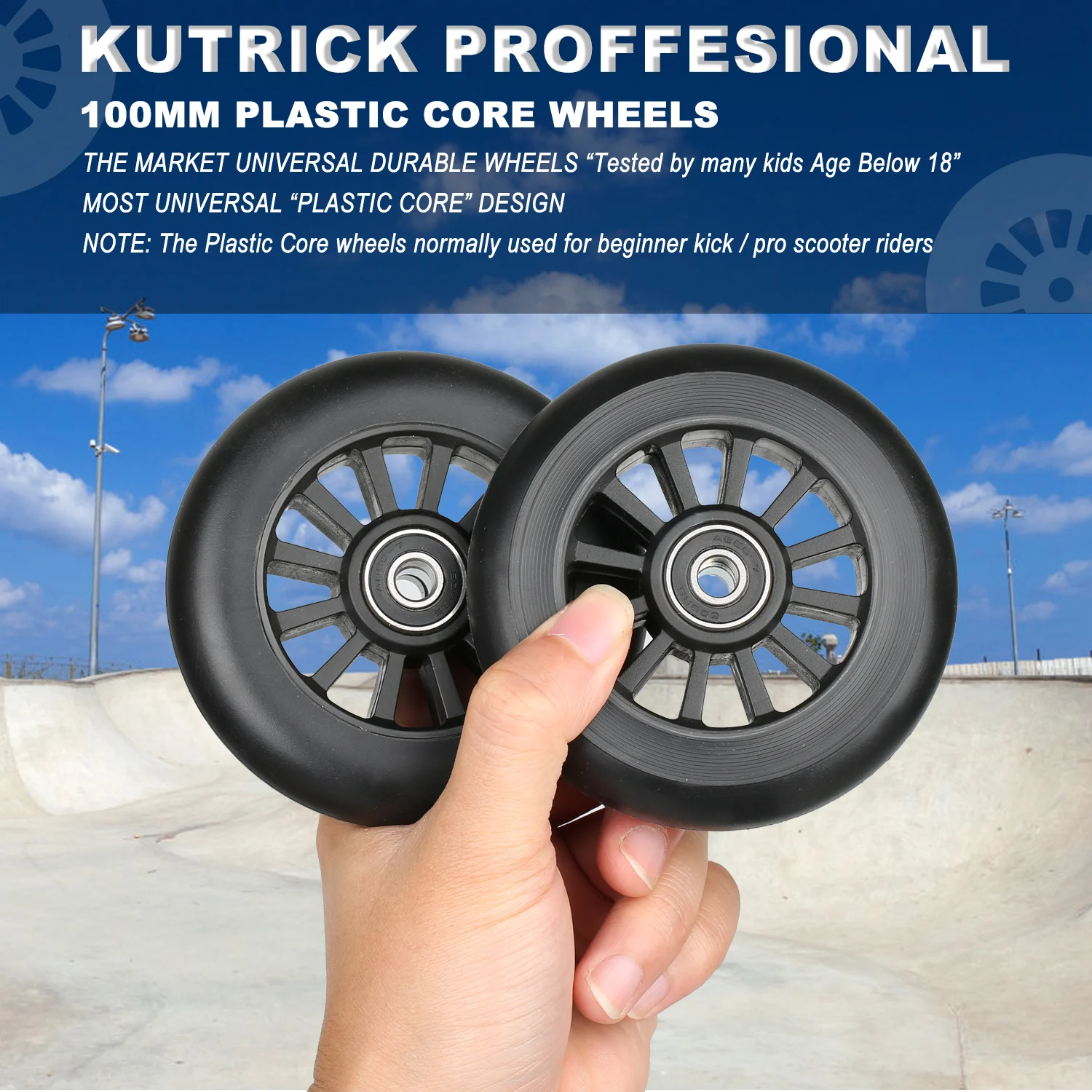 Roue Trotinette Freestyle,Roues De Trottinette 2pcs Remplacement Des Roues De Scooter 100mm Scooter Roulant Des Roues De Scooter Avec Des Poignées De