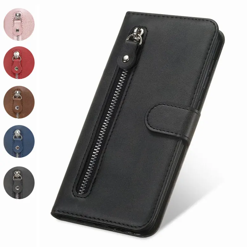 

Luxury Magnetic Flip Leather Case For Samsung A50 A 50 Protective Cover Wallet Unique Zipper Design Vintage Case For Galaxy A50