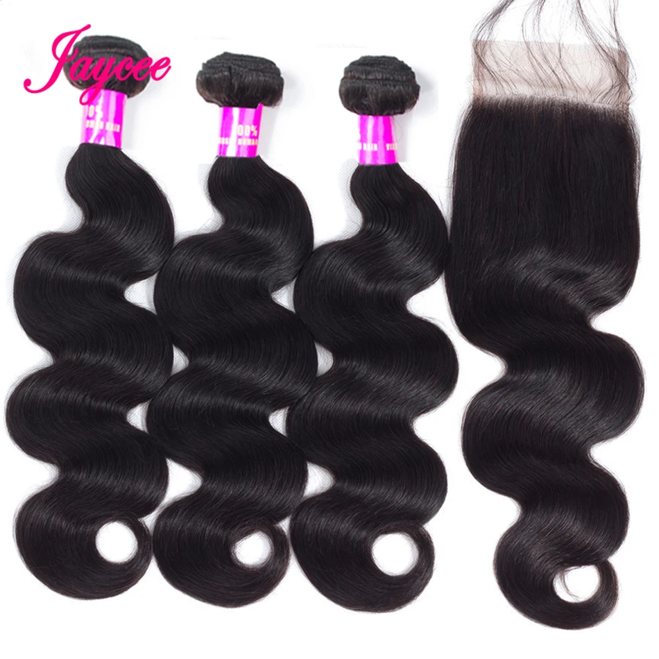 

Brazilian Body Wave 3 Bundles With Closure Human Hair Bundles With Lace Closure 4 Bundles/lot Remy Brazillian Hair Extensions