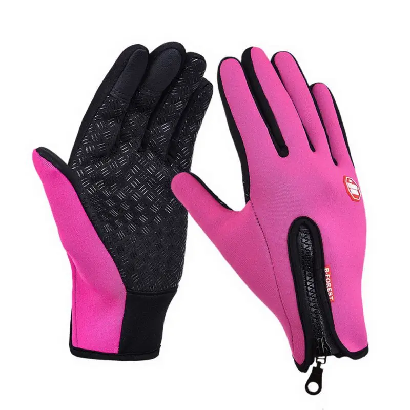Мужские и женские флисовые перчатки с сенсорным экраном, ветрозащитные теплые перчатки для верховой езды, нейтральные уличные альпинистские перчатки - Цвет: Красный