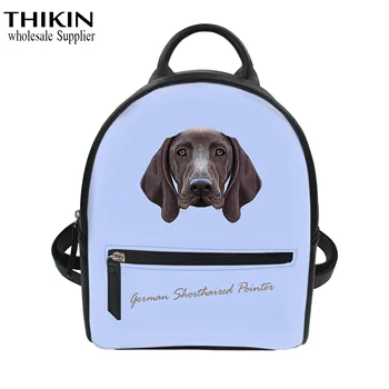

THIKIN Dachshund / Pug Cartoon Portrait Pattern Shoulder Backpacks Women Leather Backpack Ladies Mini Bagpack for Travel Bags