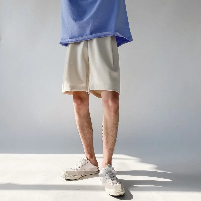 best casual shorts for men Summer New Korean Casual Shorts Mens Loose Straight Fashion High Street Solid Knee Length Shorts Male Suits Shorts Classic maamgic sweat shorts