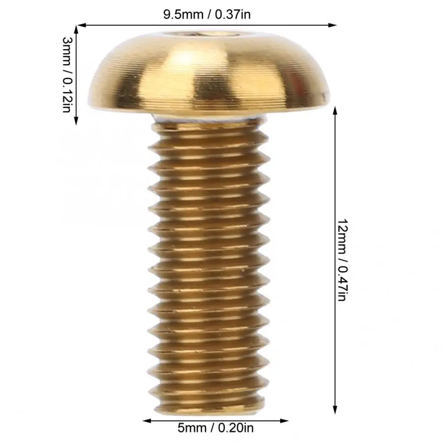 5 шт./упак. Титан сплава винты M5x12/M5x10, велосипедные бутылки для воды клетка болты дисковый тормоз горного велосипеда винты Велоспорт Запчасти - Цвет: M5x12 Gold