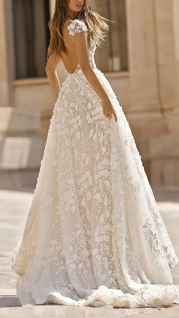 Vestido De Noiva свадебное платье Тюль Аппликации платье для невесты без спинки сексуальный v-образный вырез Robe De Mariee