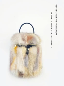 

Fox Hair Pu Leather Bucket Bag Crossbody Bags for Women 2020 Shoulder Messenger Bag Female Hand Sling Luxury Handbags Designer