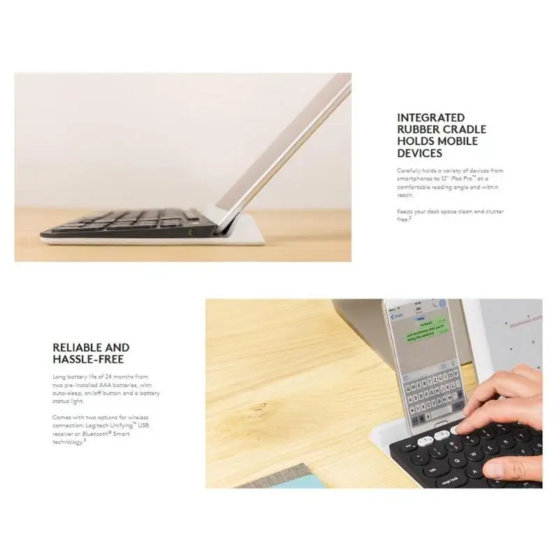 Logitech K780 многофункциональная беспроводная клавиатура для ПК, компьютера, телефона, планшета, компьютера, периферийные аксессуары