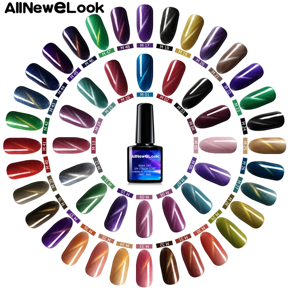 

AllNeweLook Cat Eye Magic Chameleon Gel Varnish Nail Art Manicure Starry Double-line UV Magnetic Gel Polish Crystal Nail Gel