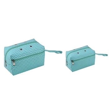 

Green Pattern Large Capacity Cotton Multifunctional Yarns Crochet Hooks Storage Bag Knitting Wool Crochet Pouch