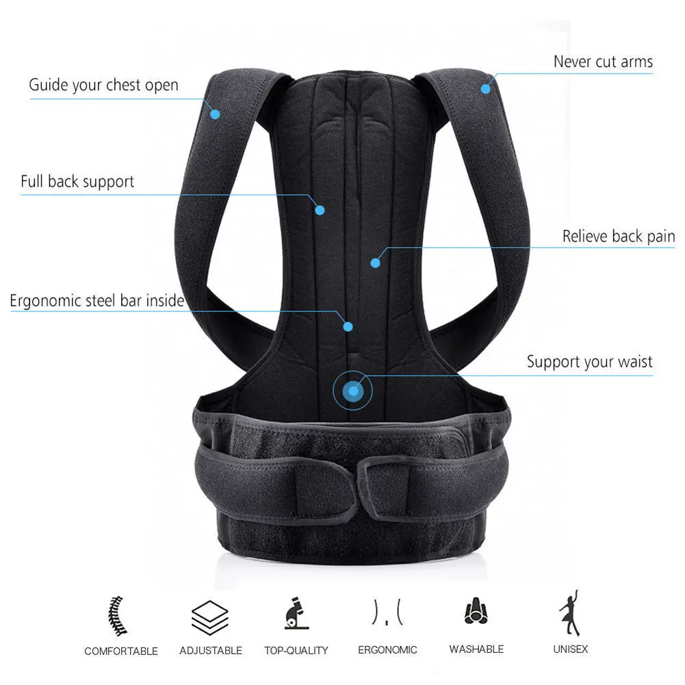 S-3XL Male Female Adjustable Magnetic Posture Corrector Corset Back Brace Belt Lumbar Support Straight Corrector Body Shapers