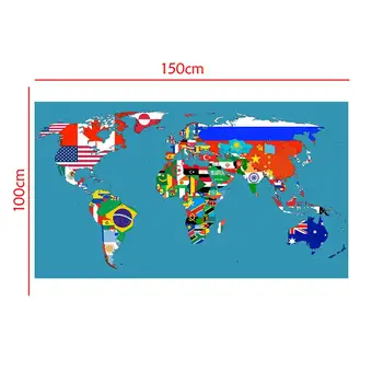 

DIY World Map Made With National Flags Pattern150x100cm Non-woven Decor Map For Wall Decor