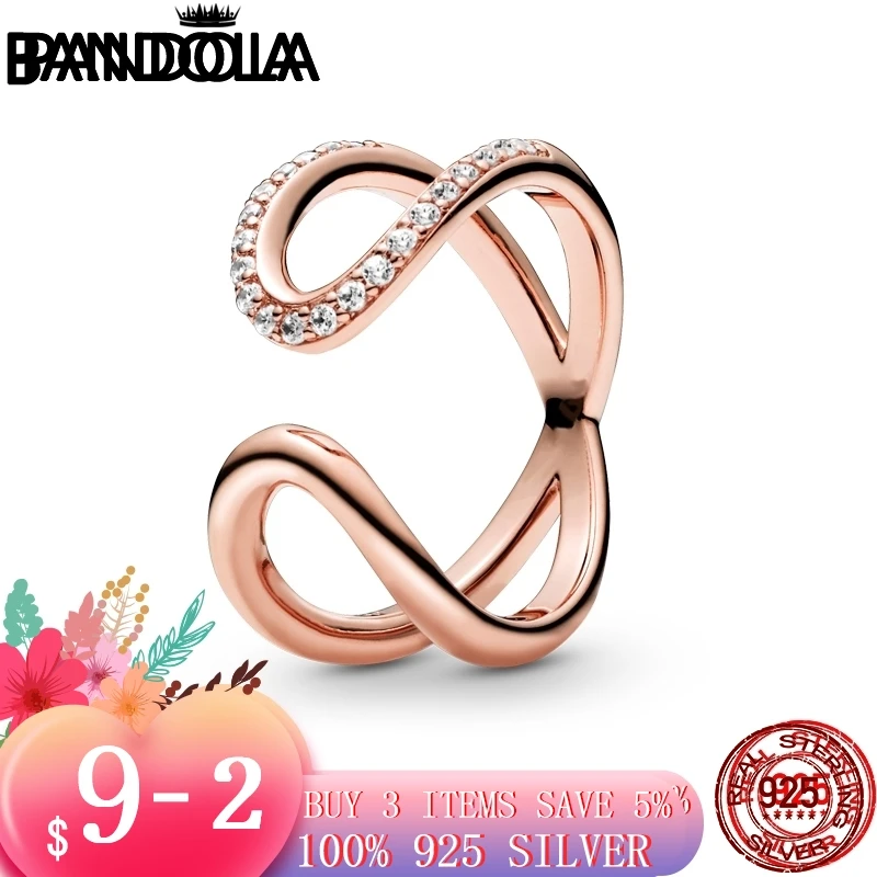 Новая мода 925 стерлингового серебра завернутый открытые марки Infinity Ring для женщин Оригинальные кольца из