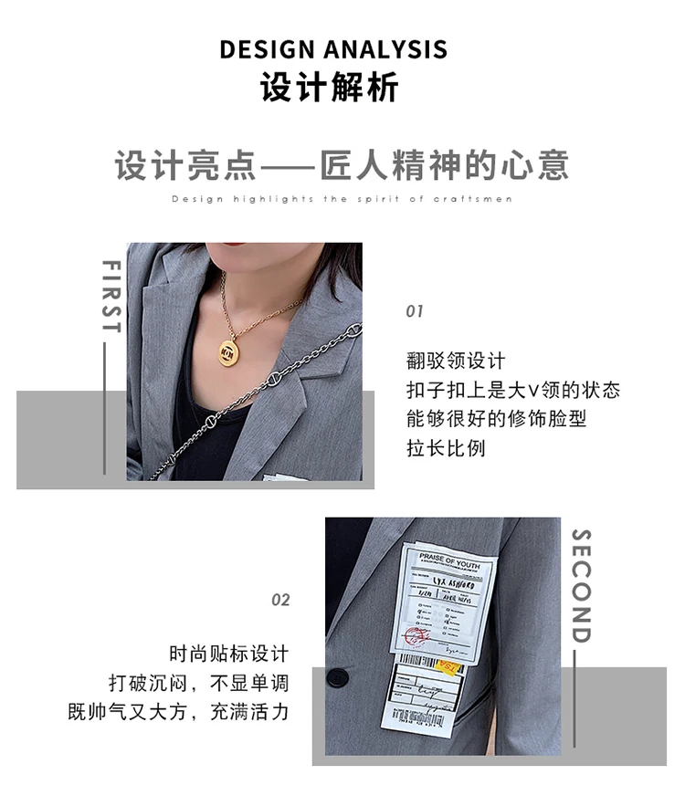 Женская Сеть Красный Стиль Знаменитостей Hong CHIC аппликация Серый влажный маленький костюм Французский короткий жакет Женская